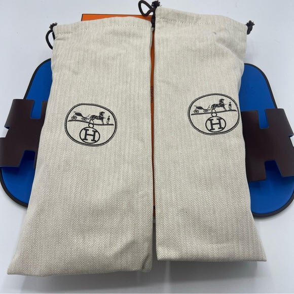 NWB HERMES IZMIR SANDALS In   Bordeaux / Bleu Santorin Size 43 - Picture 14 of 14